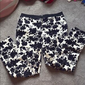 Tory Burch Navy and Cream Floral Pants